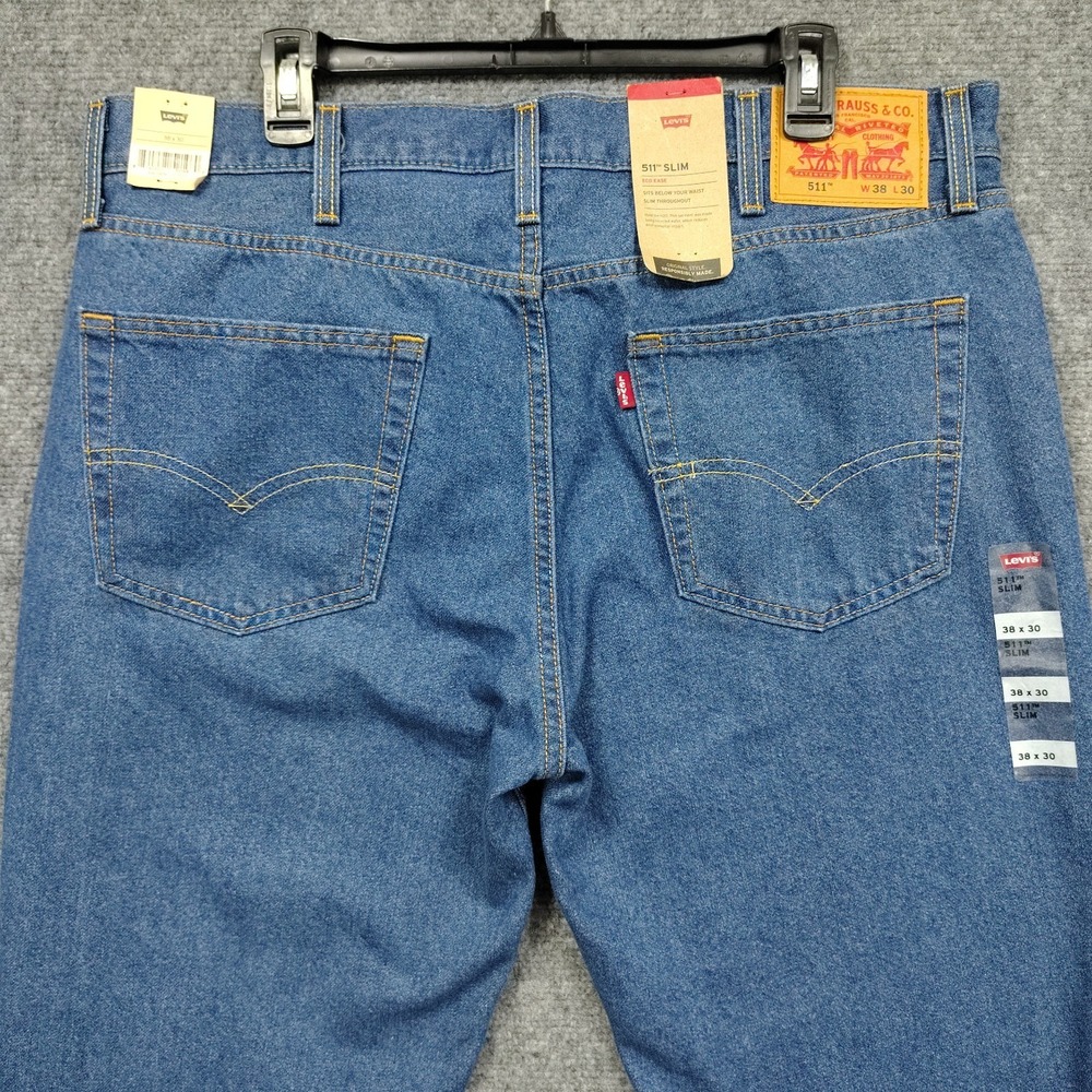 NEW Levi's 511 Jeans Men's 38X30 Blue Denim Slim Fit Straight Leg Stretch Casual - Picture 4 of 14